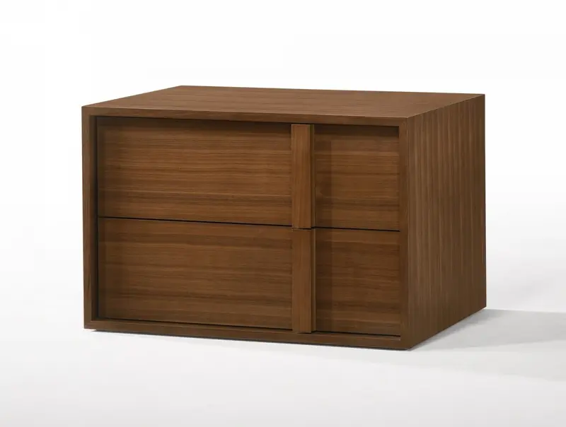 Modern Walnut Nightstand With Two Integrated Drawers By Homeroots