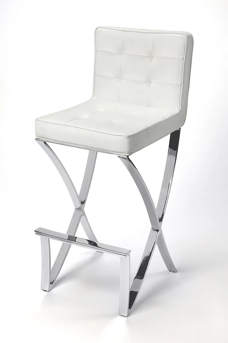 Modern White Faux Leather Bar Stool By Homeroots