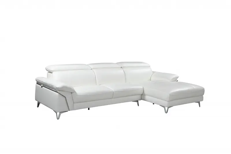 Modern White Leather Sectional By Homeroots