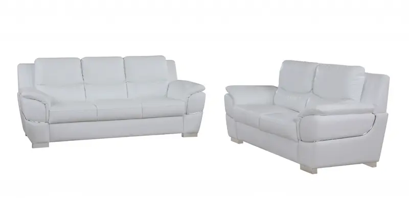 Modern White Leather Sofa And Loveseat By Homeroots - 343861