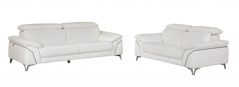 Modern White Leather Sofa And Loveseat By Homeroots - 343868