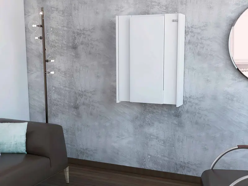 Modern White Retractable Desk or Bar Cabinet By Homeroots
