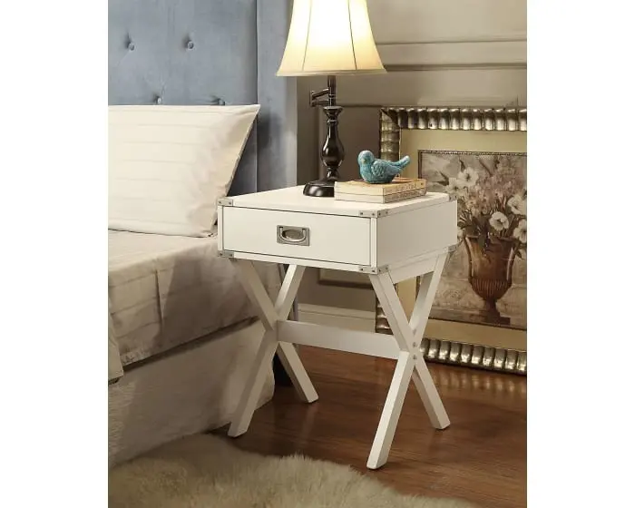 Modern White X Shape Wooden Storage End Table By Homeroots