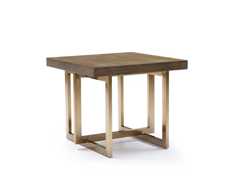 Modrest Pike Modern Elm & Antique Brass End Table By Homeroots