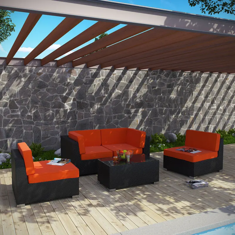 Modway Camfora 5 Piece Outdoor Patio Sectional Set