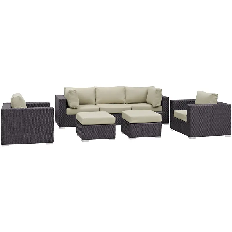 Modway Gather 7 Piece Outdoor Patio Sectional Set