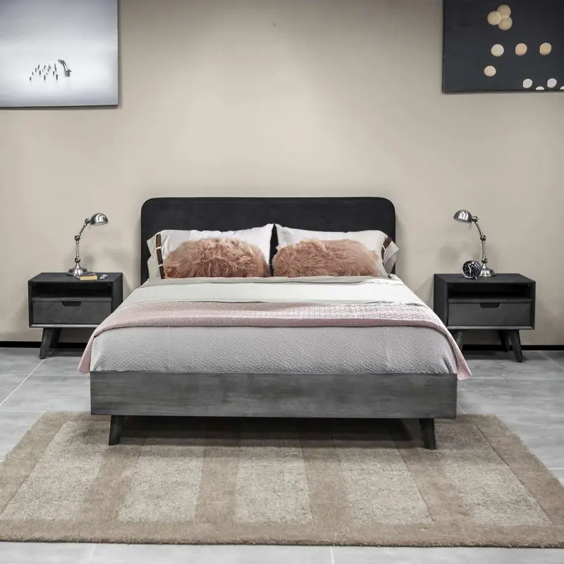 Mohave 3 Piece Acacia King Bed and Nightstands Bedroom Set By Armen Living