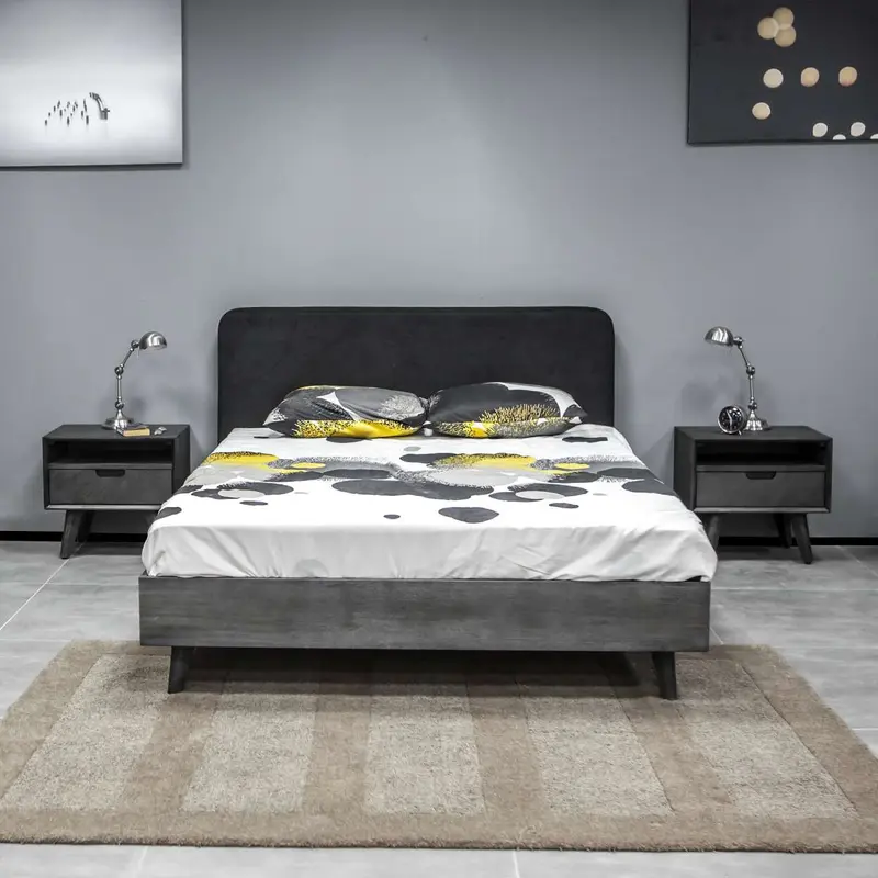 Mohave 3 Piece Acacia Queen Bed and Nightstands Bedroom Set By Armen Living
