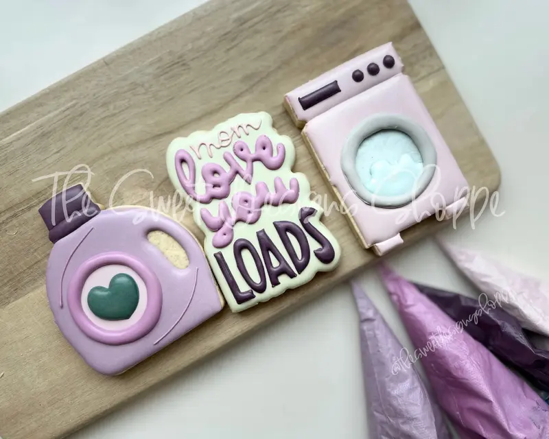 Mom Love you LOADS , Detergent, Washer Cookie Cutter Set - Set of 3 - Cookie Cutters