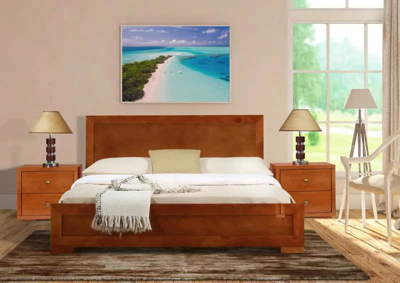 Moma Cherry Wood Platform Full Bed With Nightstand By Homeroots