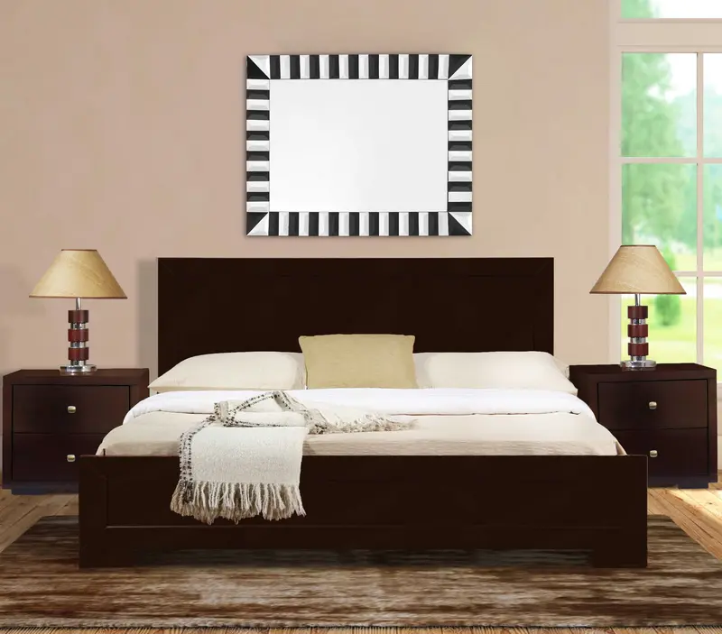 Moma Espresso Wood Platform Queen Bed With Two Nightstands By Homeroots