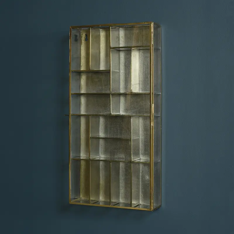 Monroe Divided Wall Case - Brass By HomArt