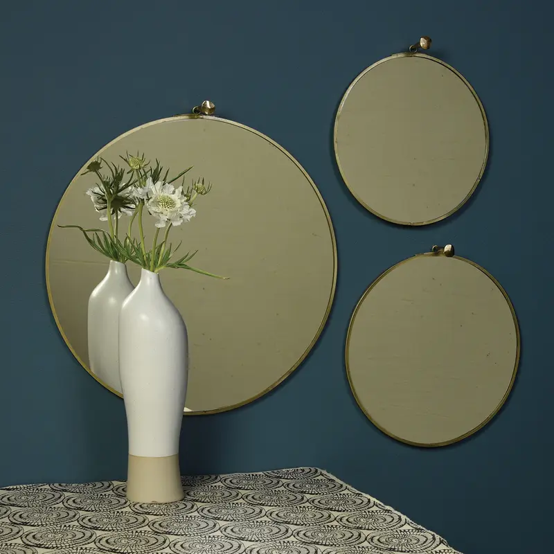 Monroe Round Mirror - Large - Brass By HomArt