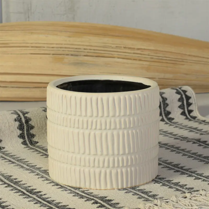 Moto Cachepot, Ceramic - Large - Matte White Set Of 2 By HomArt