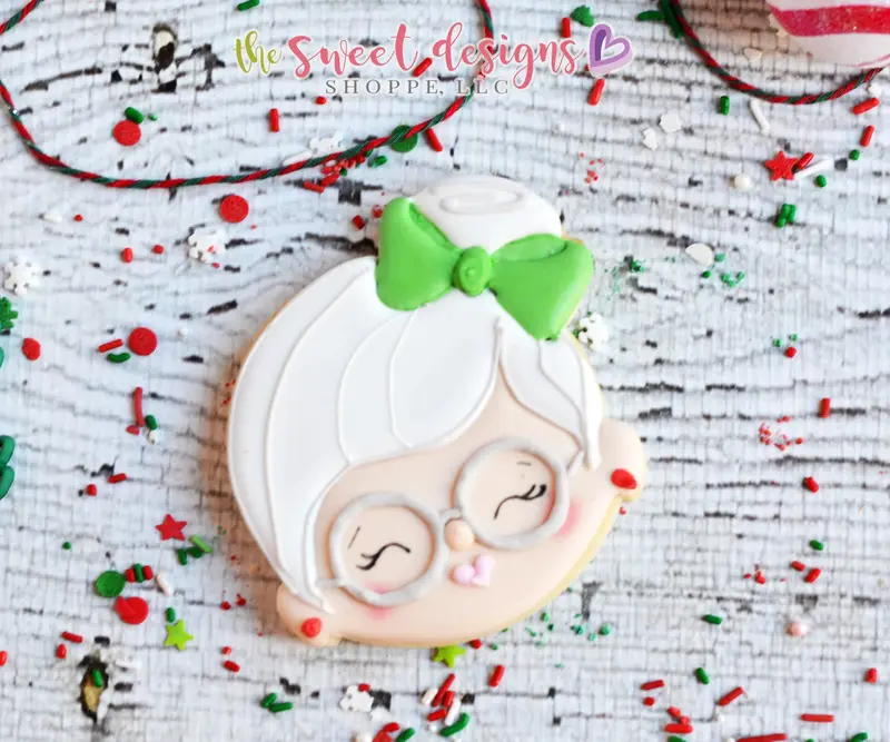 Mrs. Claus Face with Side Bun - Cookie Cutter