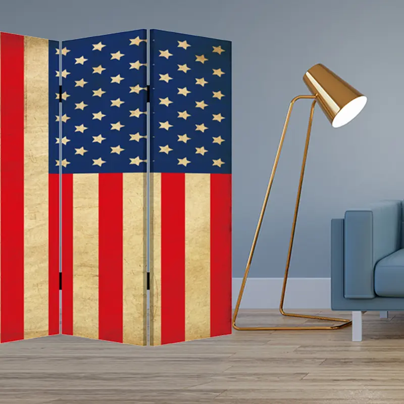 Multi Color Wood Canvas American Flag Screen By Homeroots - 274693