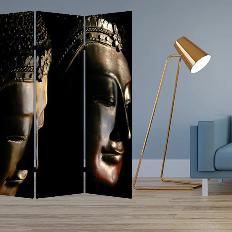 Multi Color Wood Canvas Budda Screen By Homeroots