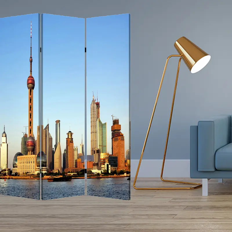 Multi Color Wood Canvas China Screen By Homeroots