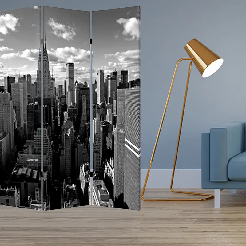 Multi Color Wood Canvas New York Skyline Screen By Homeroots