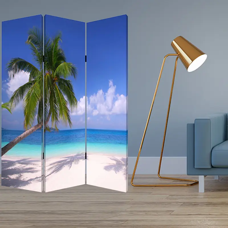 Multi Color Wood Canvas Paradise Screen By Homeroots