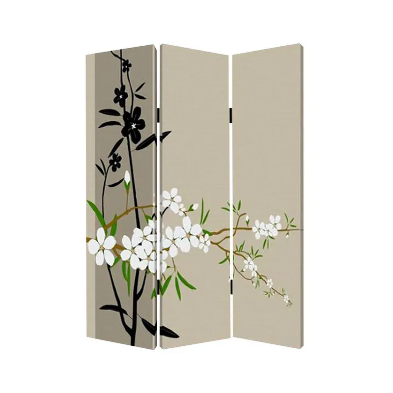 Multi Color Wood Canvas Plum Blossom Screen By Homeroots