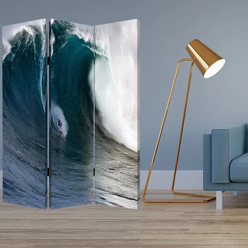 Multi Color Wood Canvas Wave Screen By Homeroots