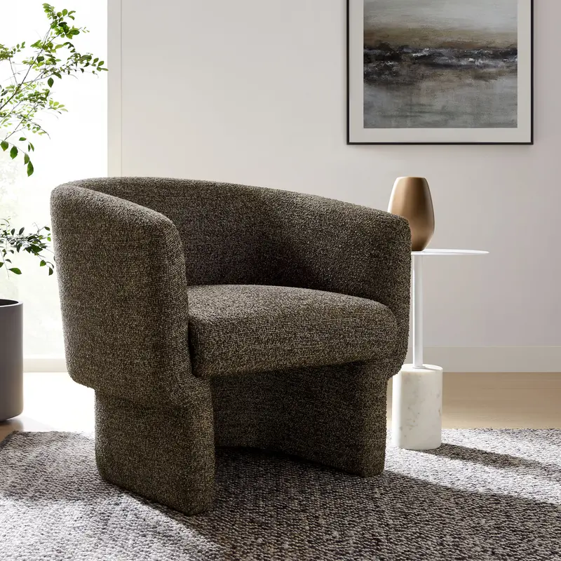 Muse Boucle Fabric Barrel Accent Chair by Modway