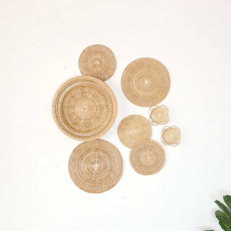 Na Pi Da - Rattan Wall Hanging Art Decor Set Of 8 By Thaihome