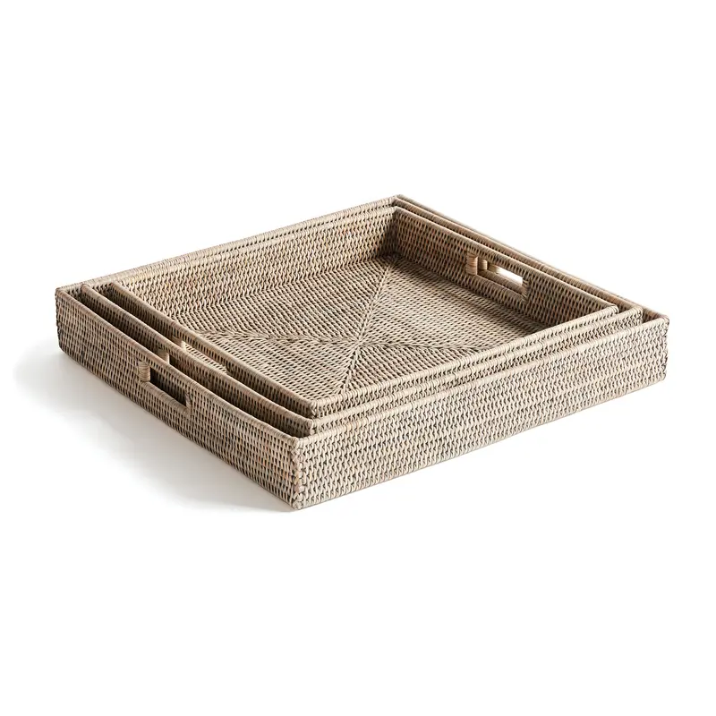 NAPA Home & Garden, BURMA RATTAN OTTOMAN TRAYS, SET OF 3,N4TN216GY