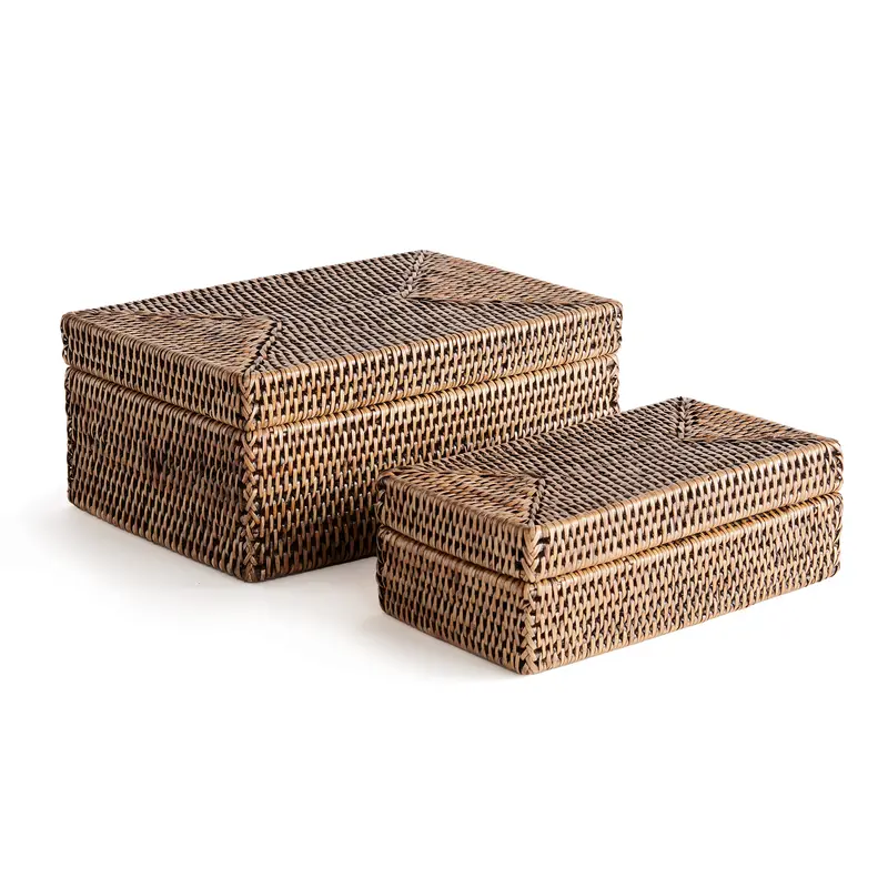 NAPA Home & Garden, BURMA RATTAN RECTANGULAR LIDDED BOXES, SET OF 2,N4TN03BR