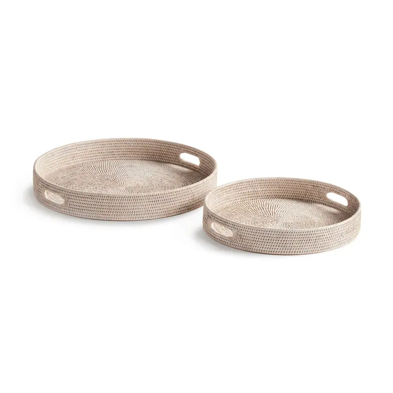 NAPA Home & Garden, BURMA RATTAN ROUND OTTOMAN TRAYS SMALL, SET OF 2,N4TN06WH