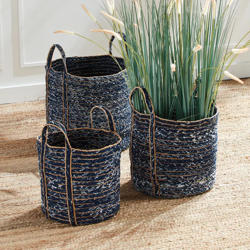 NAPA Home & Garden, DENIM ROUND BASKETS, SET OF 3,NDB413
