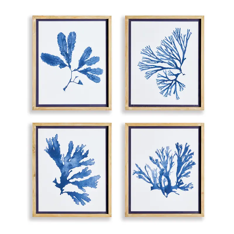 NAPA Home & Garden, INDIGO SEAWEED PRINTS, SET OF 4,N3NH52
