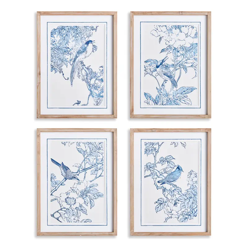 NAPA Home & Garden, MONOCHROMATIC BIRD STUDY, SET OF 4,N4NH07