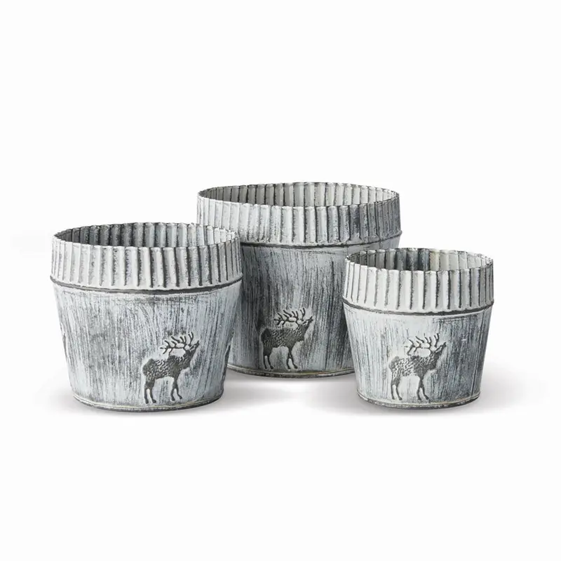 Napa Home Garden, REINDEER TIN FARM POTS ,SET OF 3,z4484gw