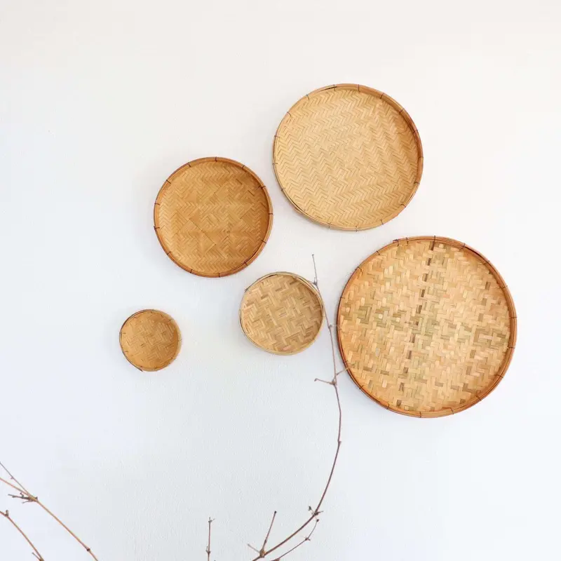 Nara - Bamboo Wall Hanging Art Decor Set Of 5 By Thaihome