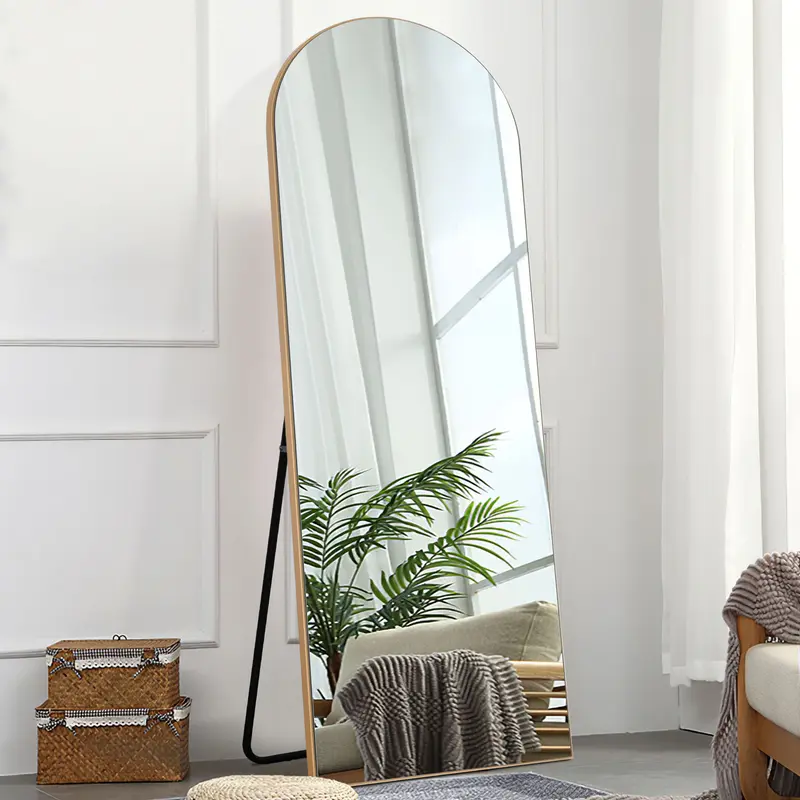 Narrow Gold Arched Wooden Mirror By Homeroots