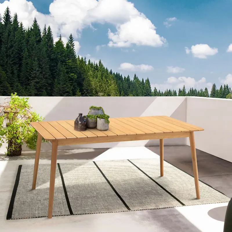 Nassau Outdoor Rectangle Dining Table in Natural Wood Finish By Armen Living