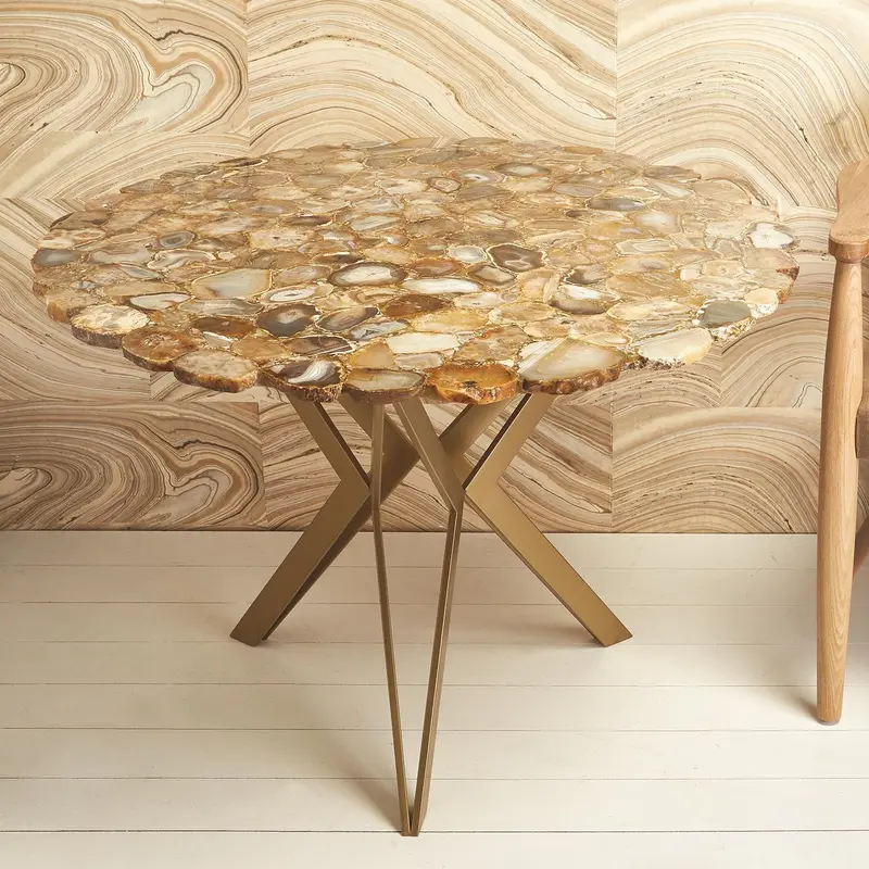 Natural Agate 36" Round Table By Tozai Home