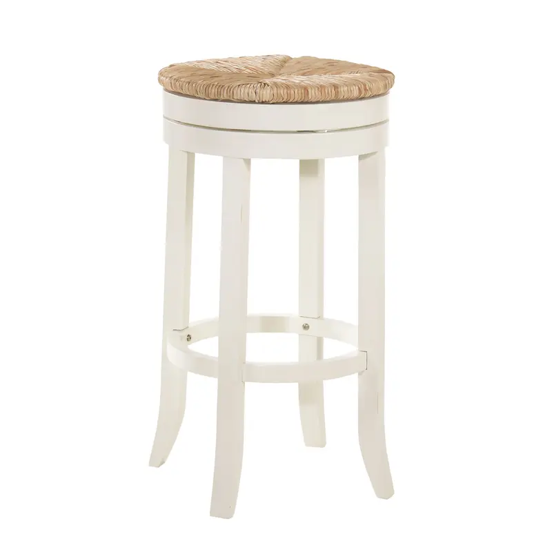 Natural And Antiqued White Solid Wood Swivel Backless Bar Height Bar Chair By Homeroots