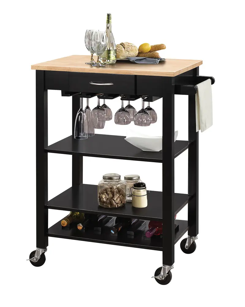 Natural And Black Kitchen Cart By Homeroots