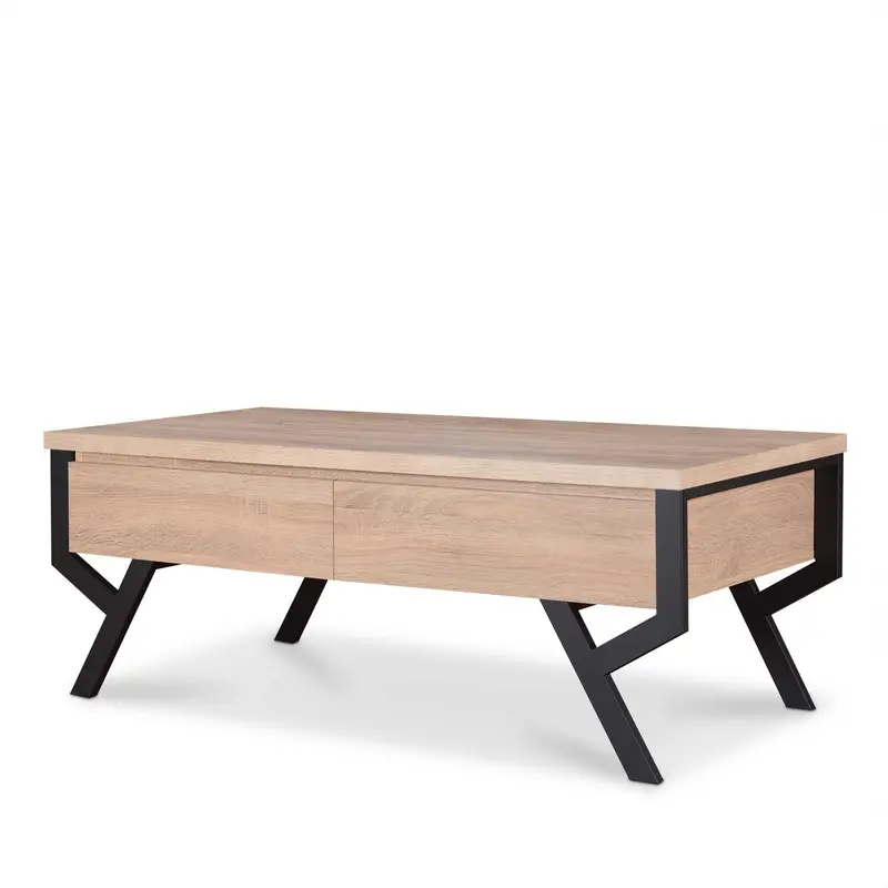 Natural And Black Particle Board Coffee Table By Homeroots - 319147