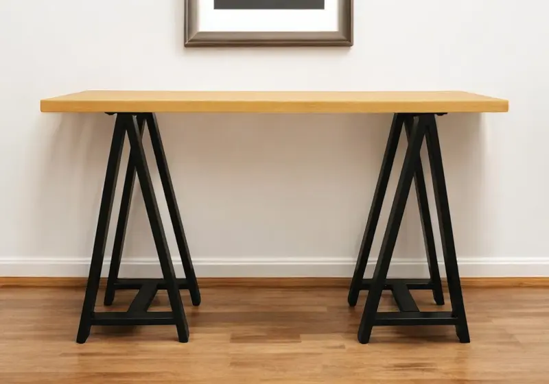 Natural and Black Solid Wood A Frame Console Table By Homeroots