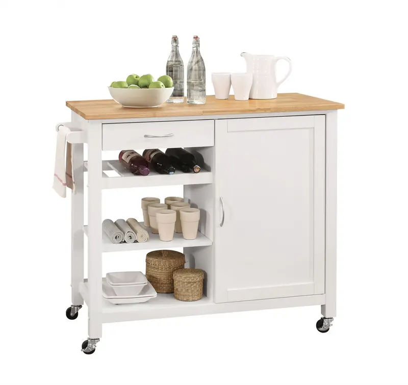 Natural And White Kitchen Island By Homeroots - 286675