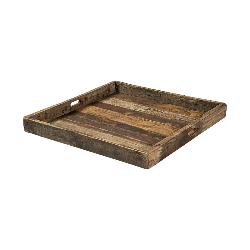 Natural Brown Reclaimed Wood With Grains And Knots Highlight Tray By Homeroots