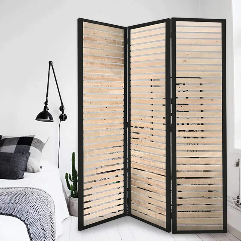 Natural Brown Wood And Metal Screen By Homeroots