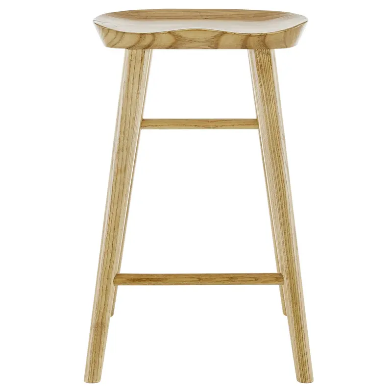 Natural Manufactured Wood Backless Counter Height Bar Chair By Homeroots