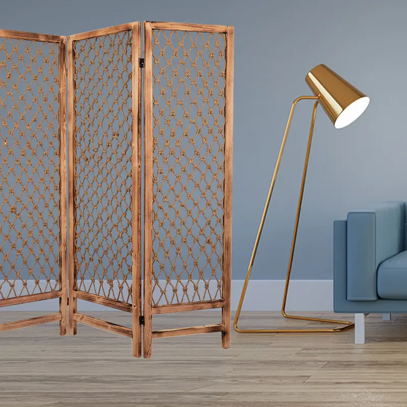 Natural Rope Wooden Screen By Homeroots