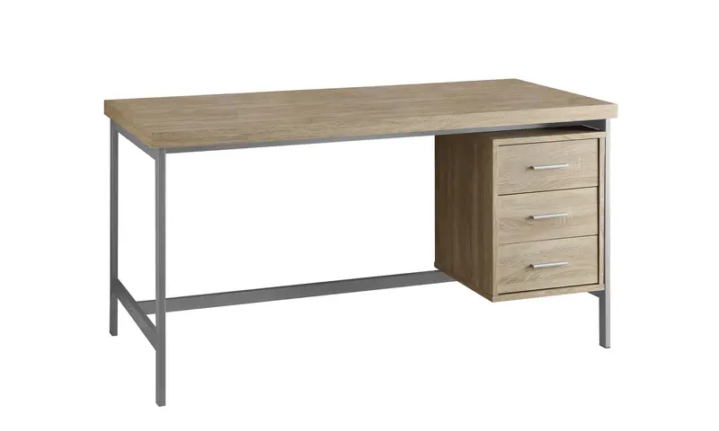 Natural Silver Particle Board Hollow Core Metal Computer Desk With A Hollow Core By Homeroots