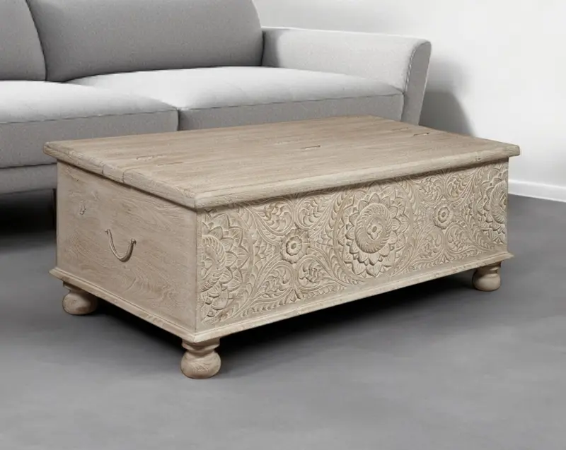 Natural Solid Wood Distressed Lift Top Coffee Table By Homeroots